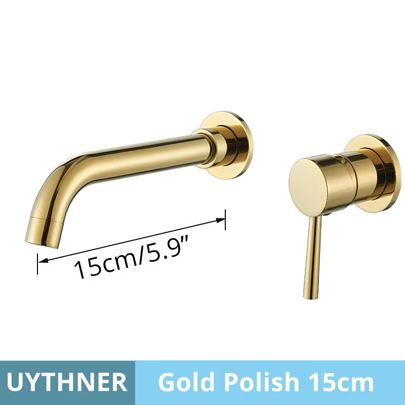 Brushed Gold & Black Concealed Wall Mounted Basin Faucet Mixer