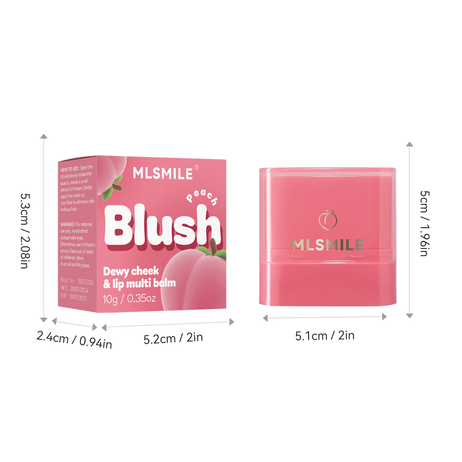 2-in-1 Flat Tube Fruit Blush & Lipstick Stick, Easy to Apply Highlighter & Contour, Multi-Use Lip & Cheek Makeup