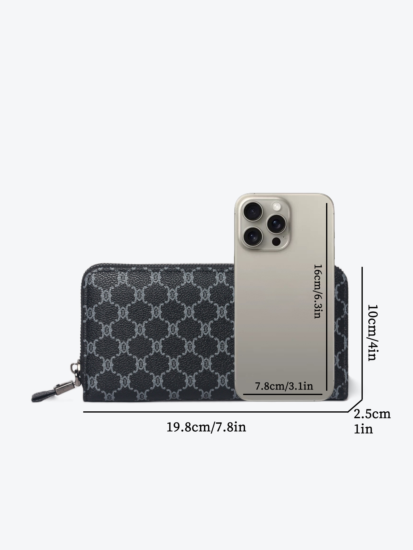 Premium Mens Long Zipper Wallet with Geometric Design & Large Capacity