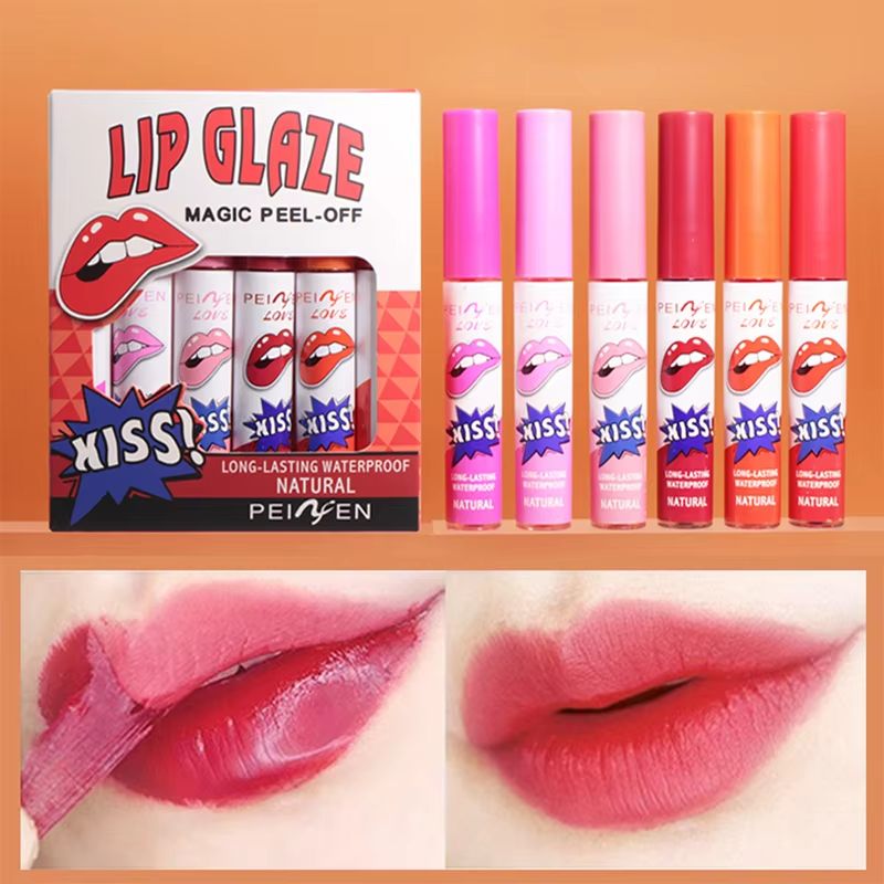 Peel Off Lip Stain Gloss Long Lasting Waterproof Liquid Lip Tint Non Stick Cup Lip Glaze