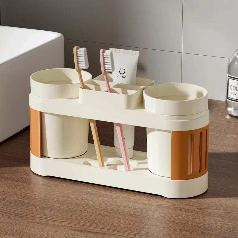 New Bathroom Toothbrush and Toothpaste Shelf All-in-one Holder for Mouthwash Cup and Bathroom Wash Set