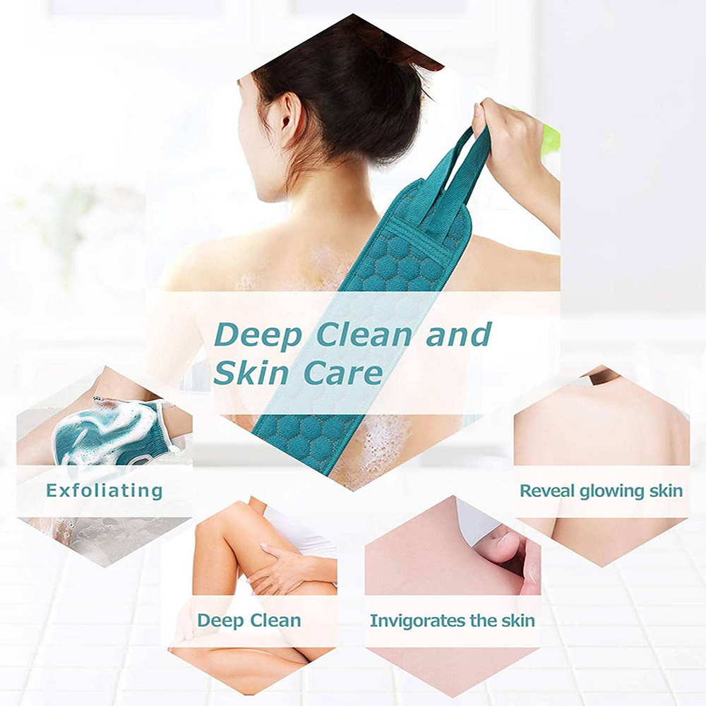 Exfoliating Body Scrubber Set with Back Scrubber, Bath Glove and Shower Loofah