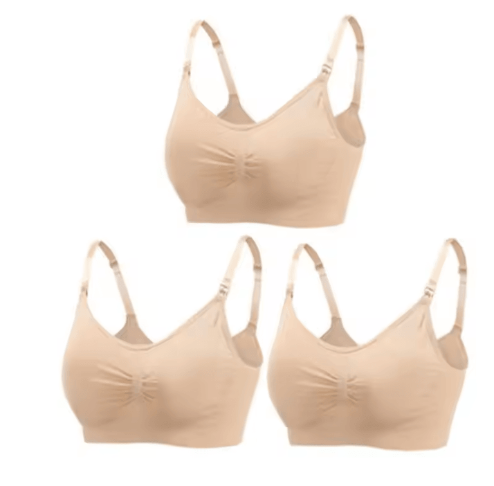 3pcs Maternity Nursing Bras Cotton Seamless Breathable Push Up Bra Set