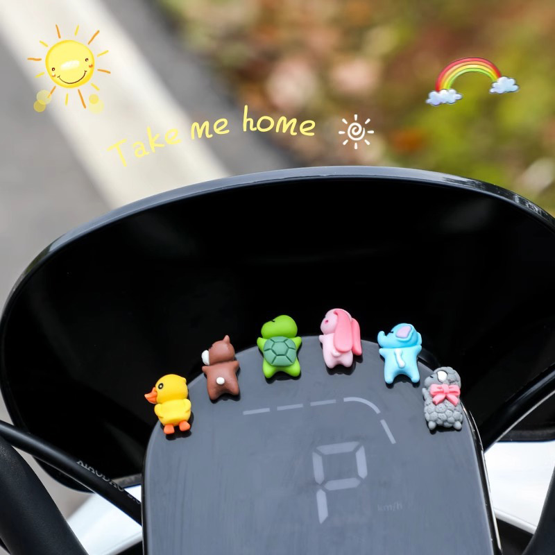 Cute Animal Car Pendant Ornament Set for Rearview Mirror, Console & Bike Little Turtle Decorative Doll