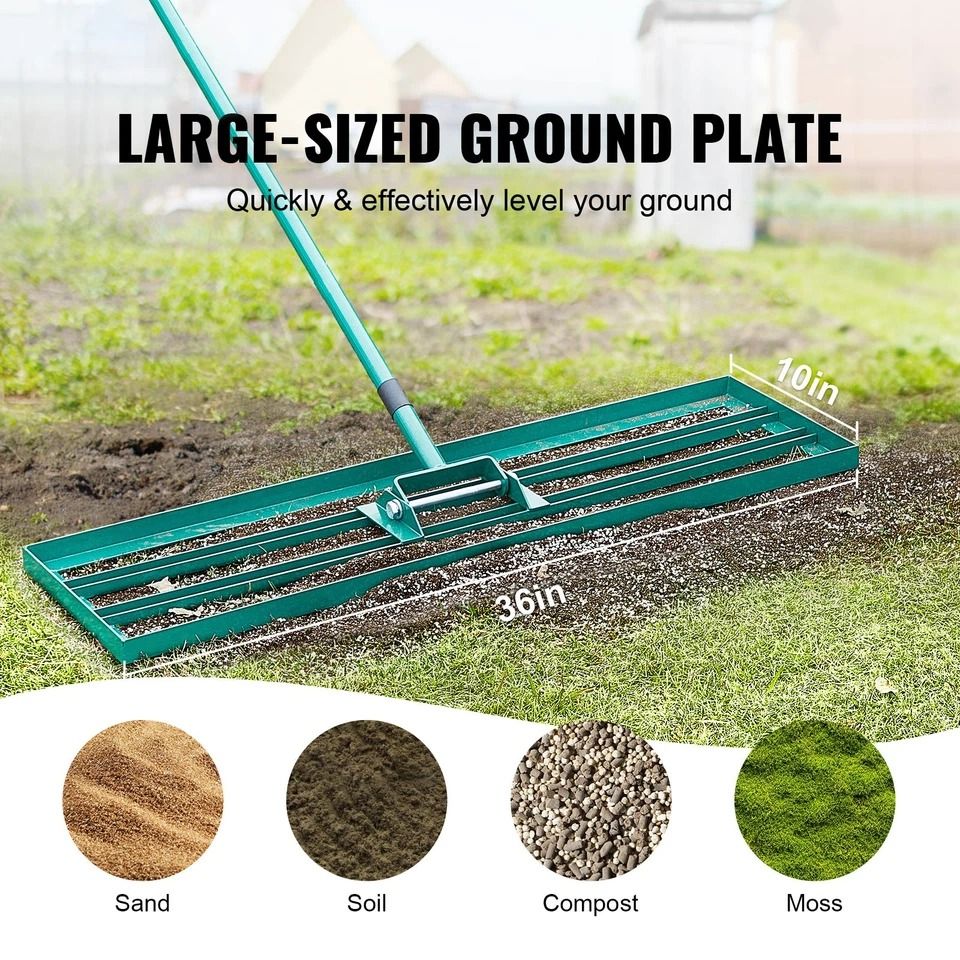 Lawn Leveling Rake with Steel Handle Lawn Tool for a Perfectly Even Yard