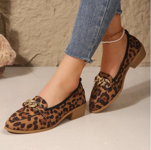 Womens Spring Leopard Print Fashion Flats, Soft Soled Mary Jane Loafers, Shallow Party Shoes