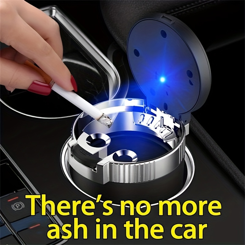 Universal Car Ashtray with LED Light Stainless Steel Cup Smokeless Flame Retardant Auto Ash Tray for Car Supplies