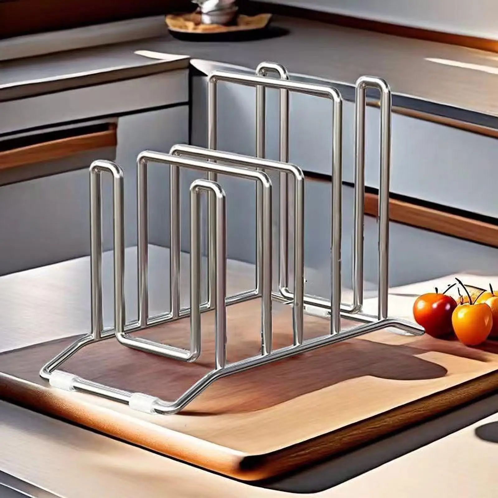 Stainless Steel Pot Lid and Cutting Board Rack