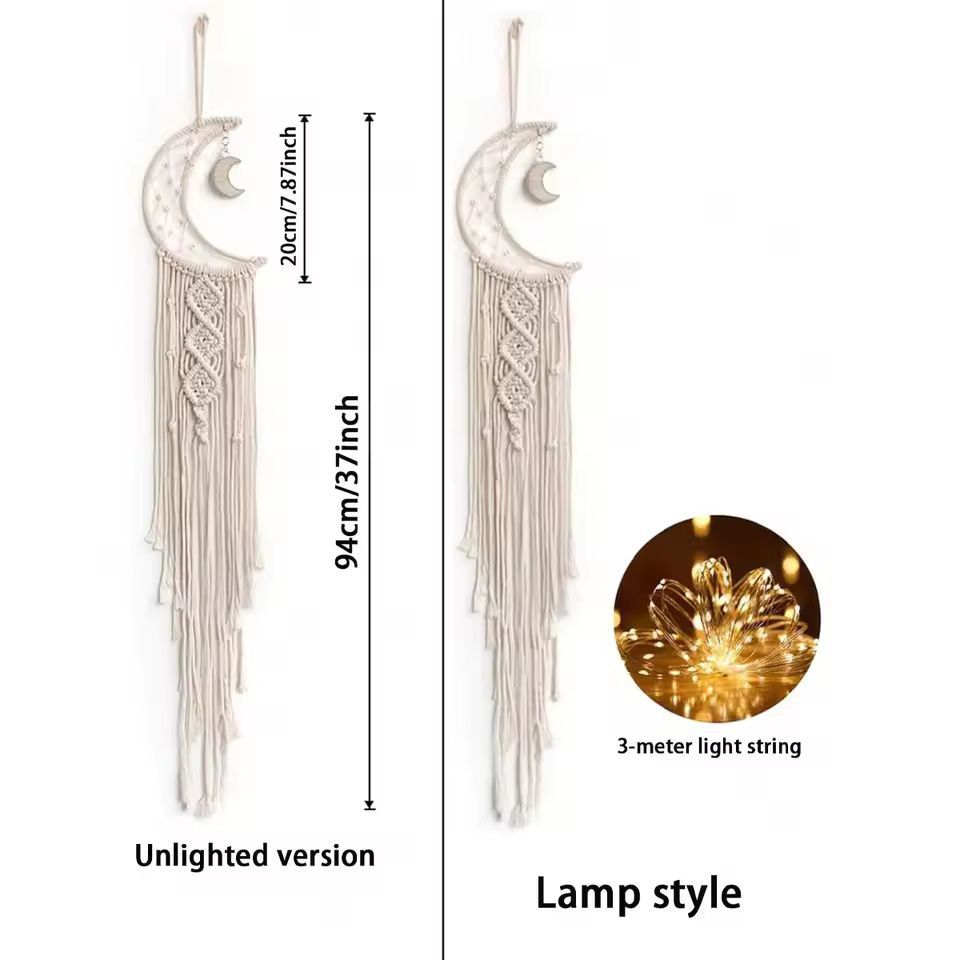 Boho Glow Dreamcatcher Wall Lamp – Woven Bohemian Wall Hanging