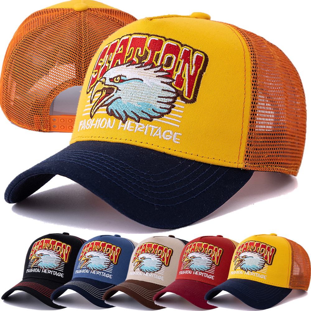 Eagle Head Mesh Trucker Hat for Men Women, Hot Sale Summer Cap, Breathable Unisex Snapback Streetwear Baseball Hat