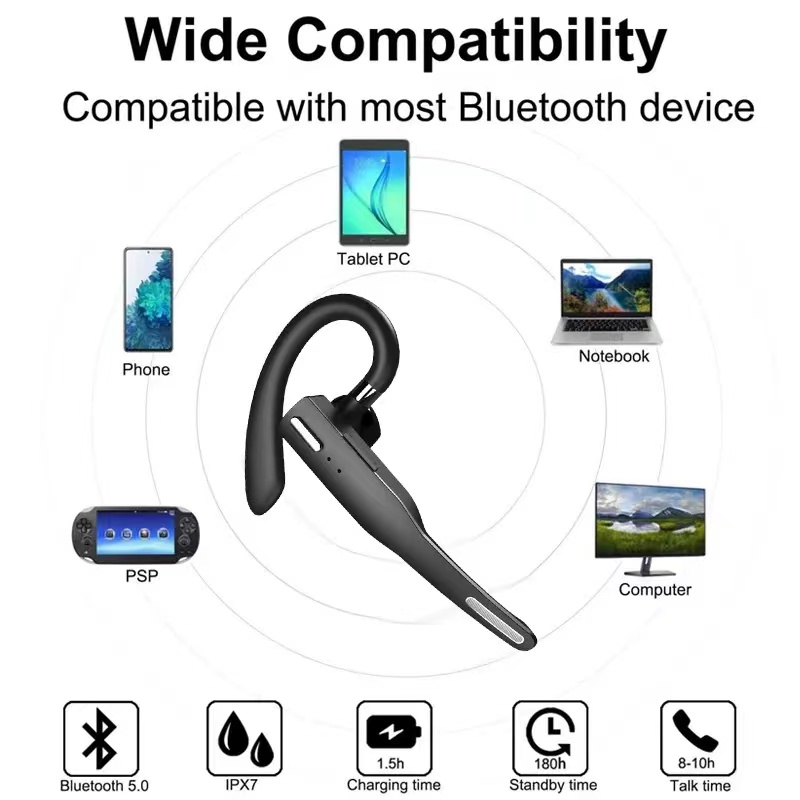 Trucker Bluetooth Headset, Dual Mic, Noise Cancelling & Hands-Free Communication