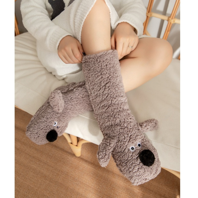 Cartoon Adult Sleep Socks, Winter Socks, New Dog Snow Socks, Carpet Slippers Socks, Leg Covers, Christmas Gift