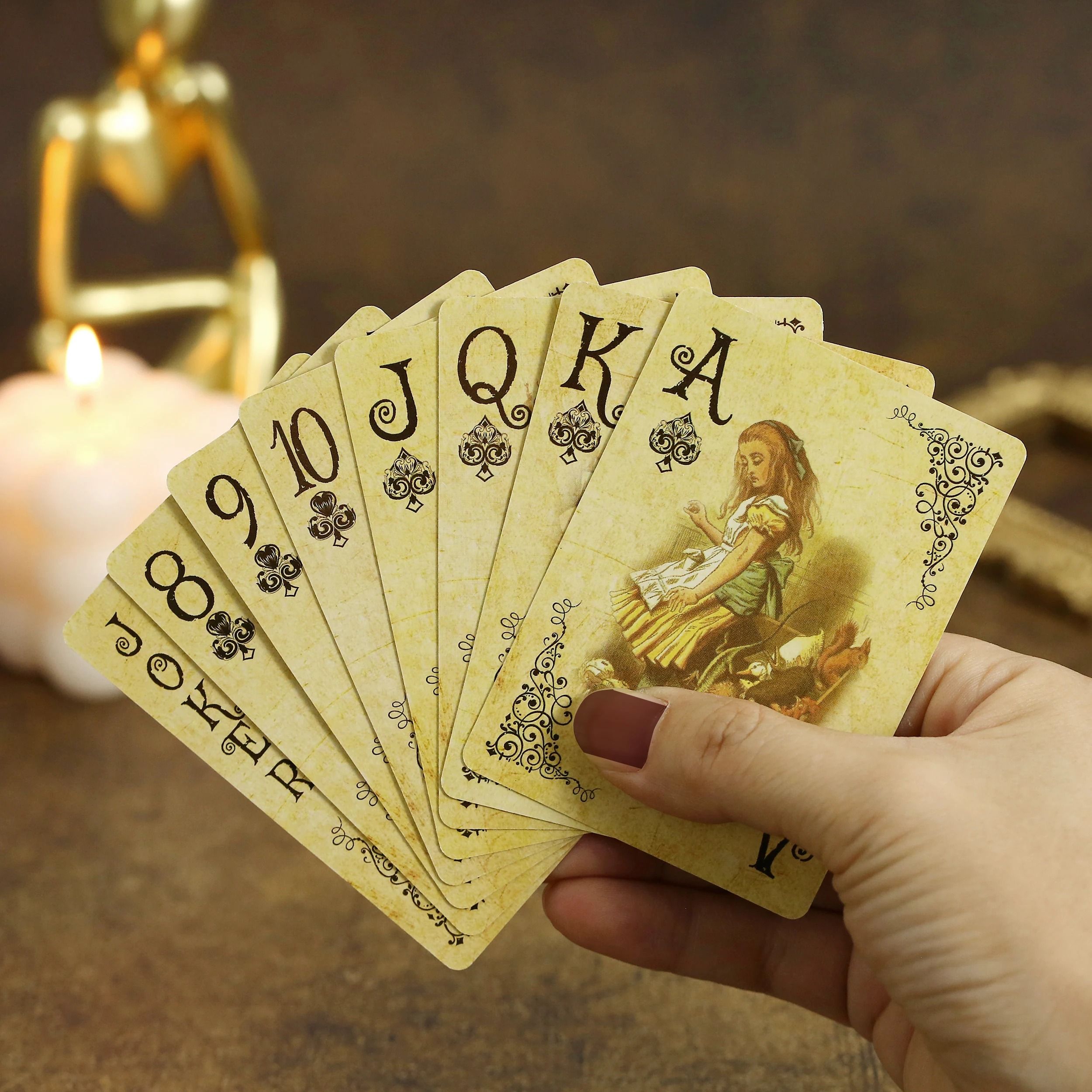 Vintage Style Alice in Wonderland Poker Playing Cards Deck, Retro Board Game Fun