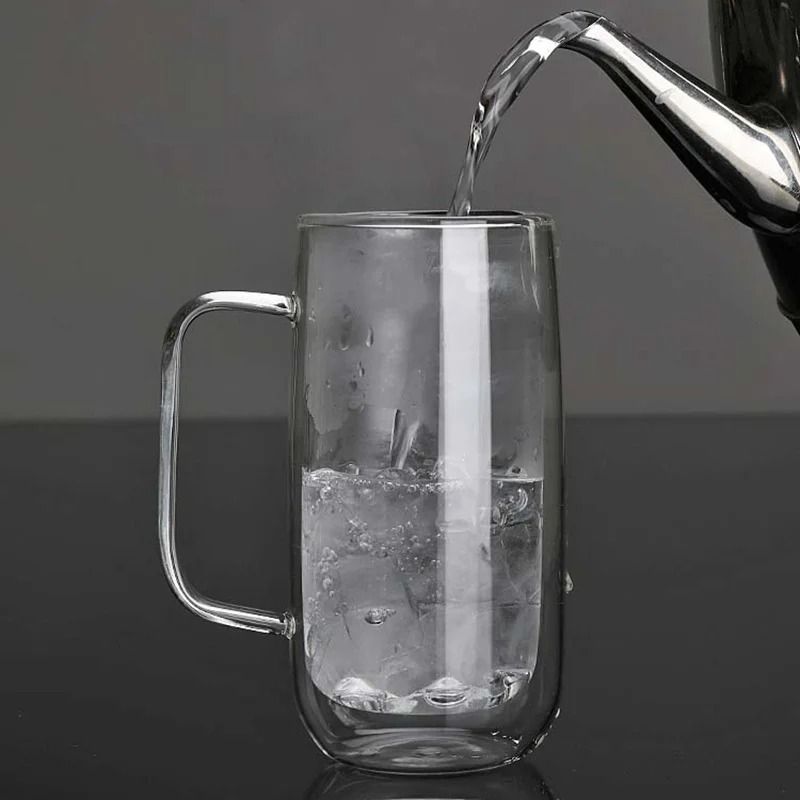400ML Double Wall Glass Mug Drinking Glasses