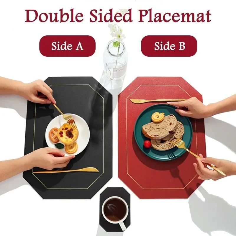 Premium Faux Leather Placemats – Waterproof, Oil-Resistant & Heat-Insulating Dining Table Mats