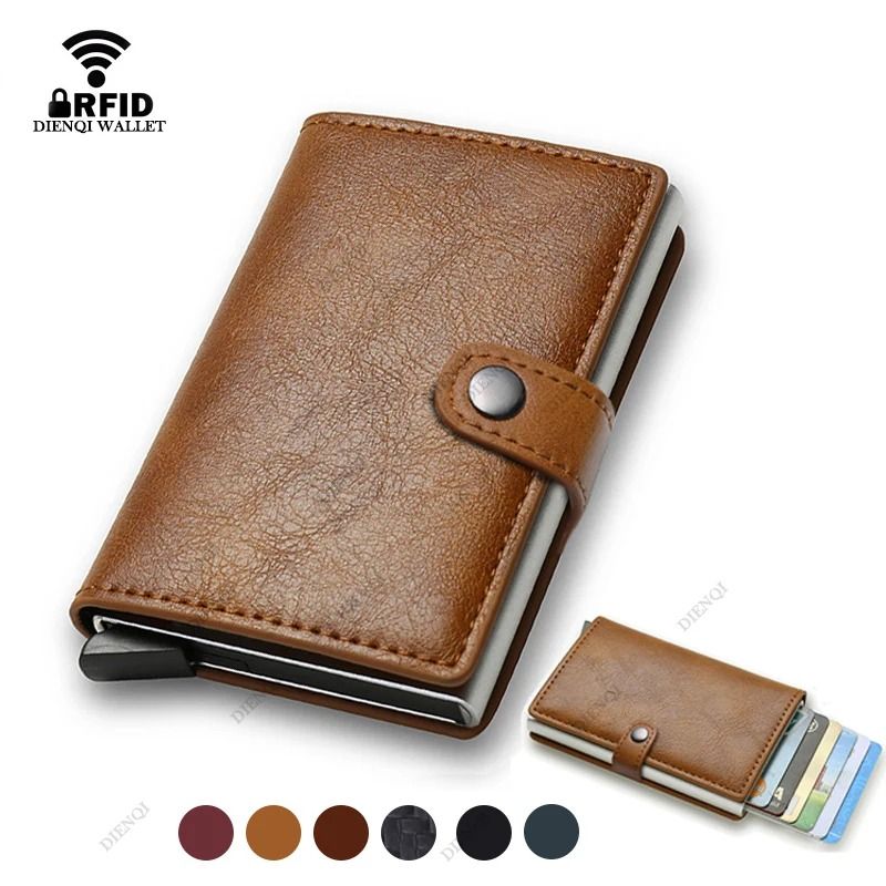 Carbon Fiber Credit Card Holder Wallet RFID Smart Metal Pop Up Wallet