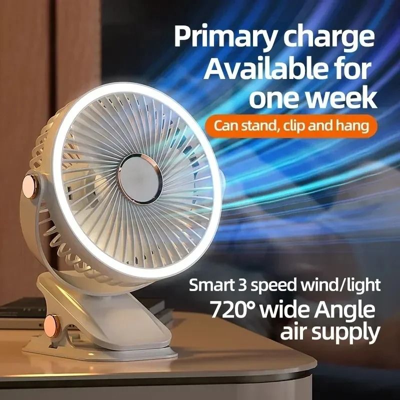 USB Rechargeable Clip On Mini Desk Fan with 360 Rotation