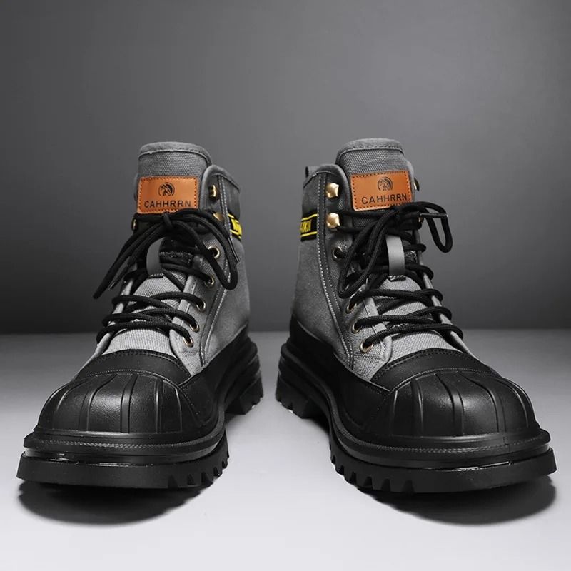 Men High Top Canvas Boots Casual Non Slip Thick Sole Outdoor Shoes