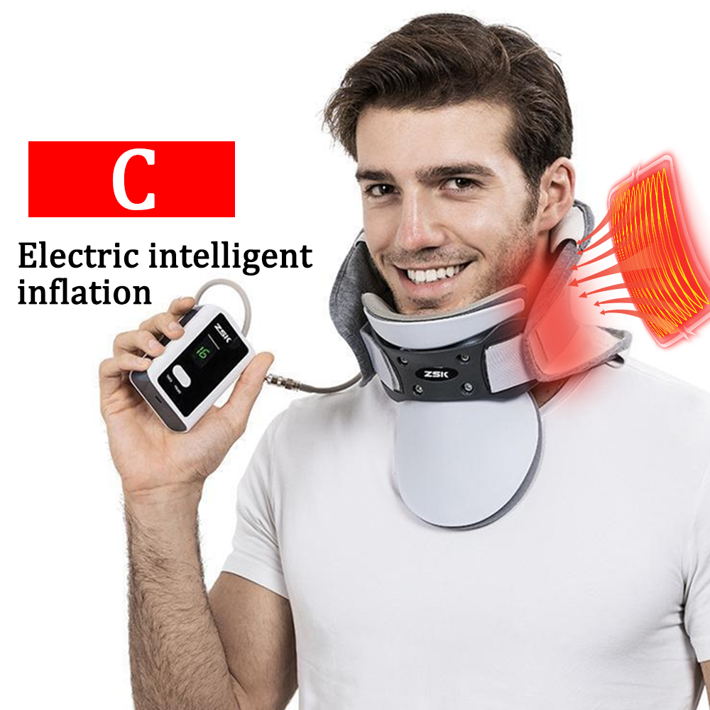 Neck Traction Device, Inflatable Cervical Vertebra Support with Hot Compress & Posture Corrector