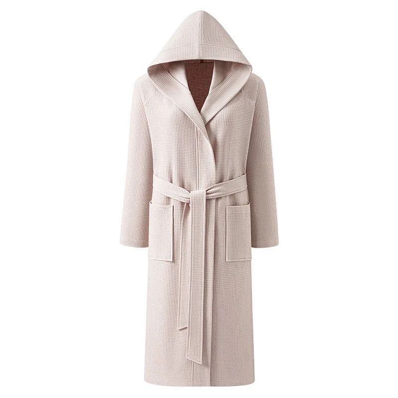 Couple Hooded Waffle Cotton Bathrobe Kimono Lounge Sleepwear Robe Set