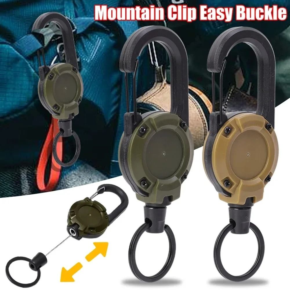 Heavy Duty Retractable Keychain with Steel Wire Reel and Carabiner Clip