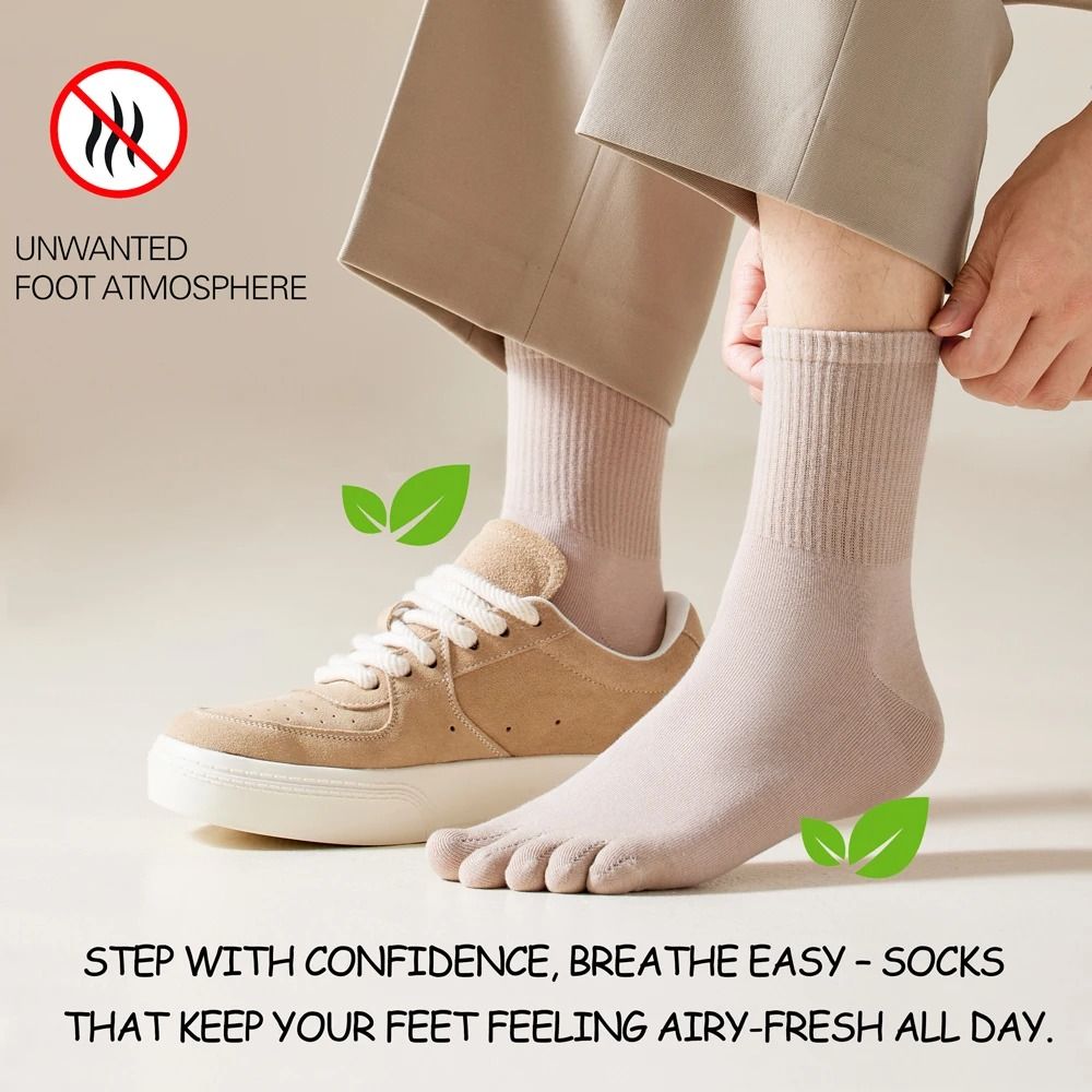 Mens Cotton Toe Socks for Sports and Daily Wear