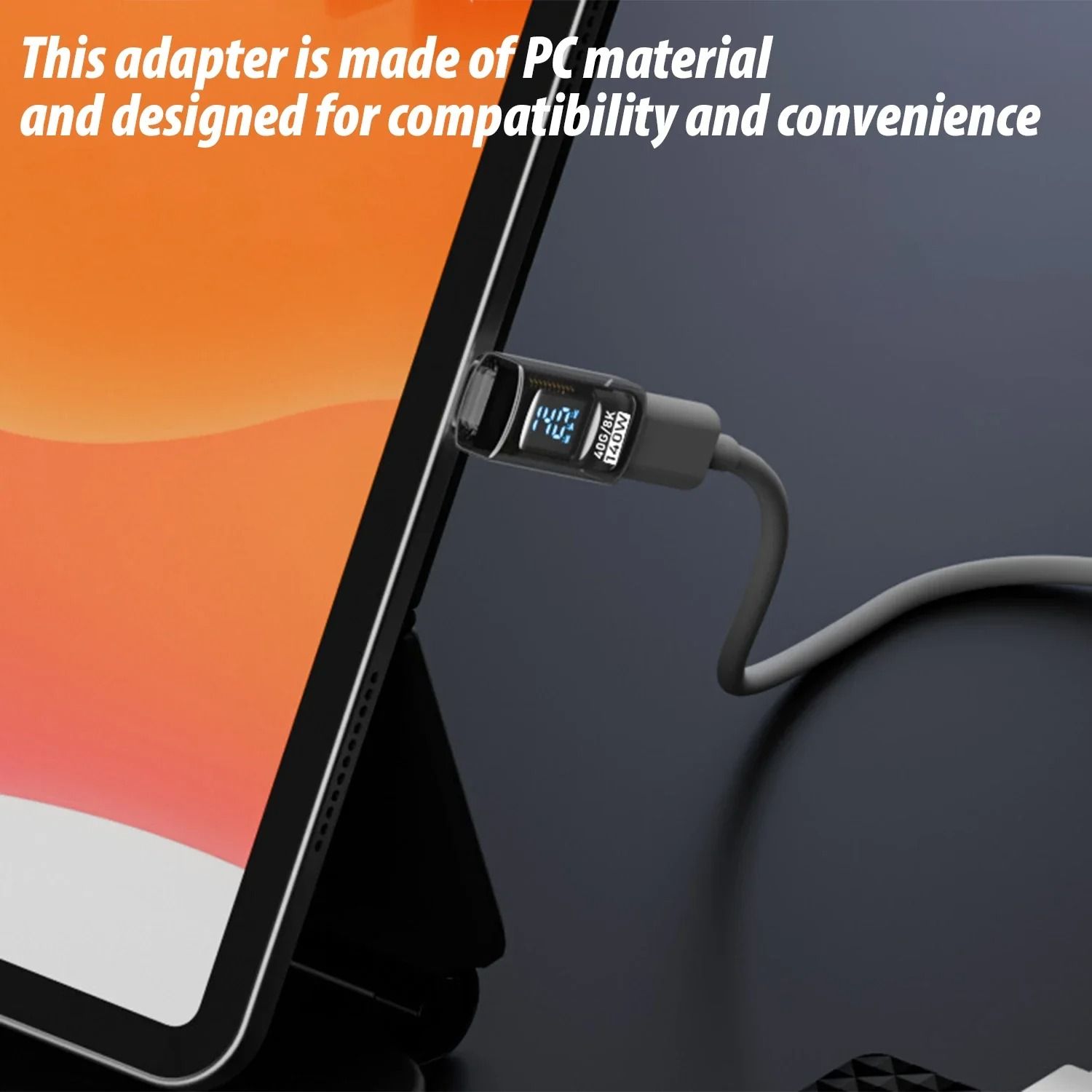 USB C Right Angle Adapter 40Gbps 140W Fast Charging Converter with Digital Display