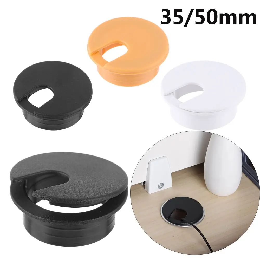 Desk Cable Grommet Hole Cover 35/50mm, Wire Pass-Through Cap for Computer Table, Clean Cable Management Outlet Port