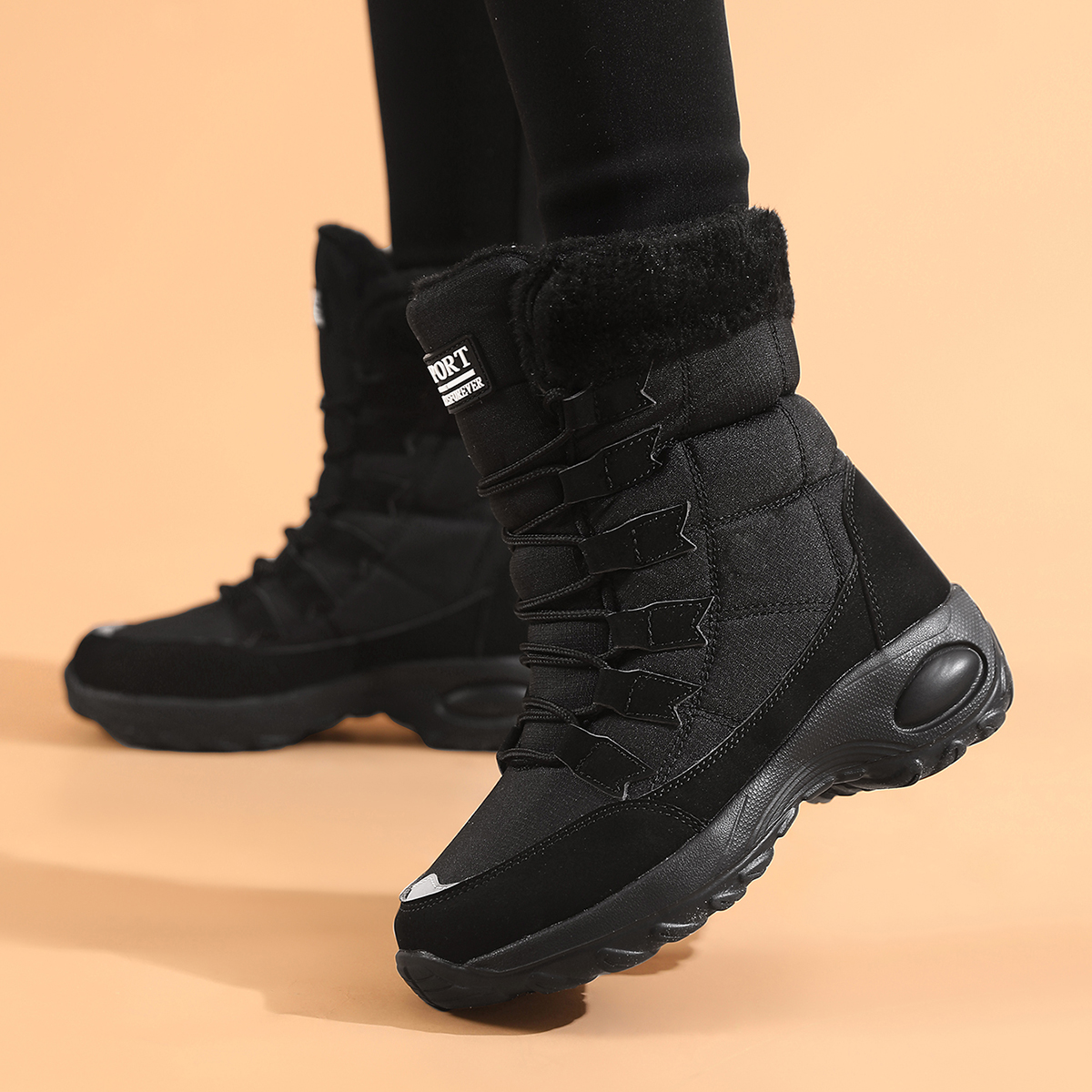 Winter Women's Boots, High Quality Keep Warm Mid-Calf Waterproof Snow Boots, Comfortable Ladies Thigh High Hiking Boots