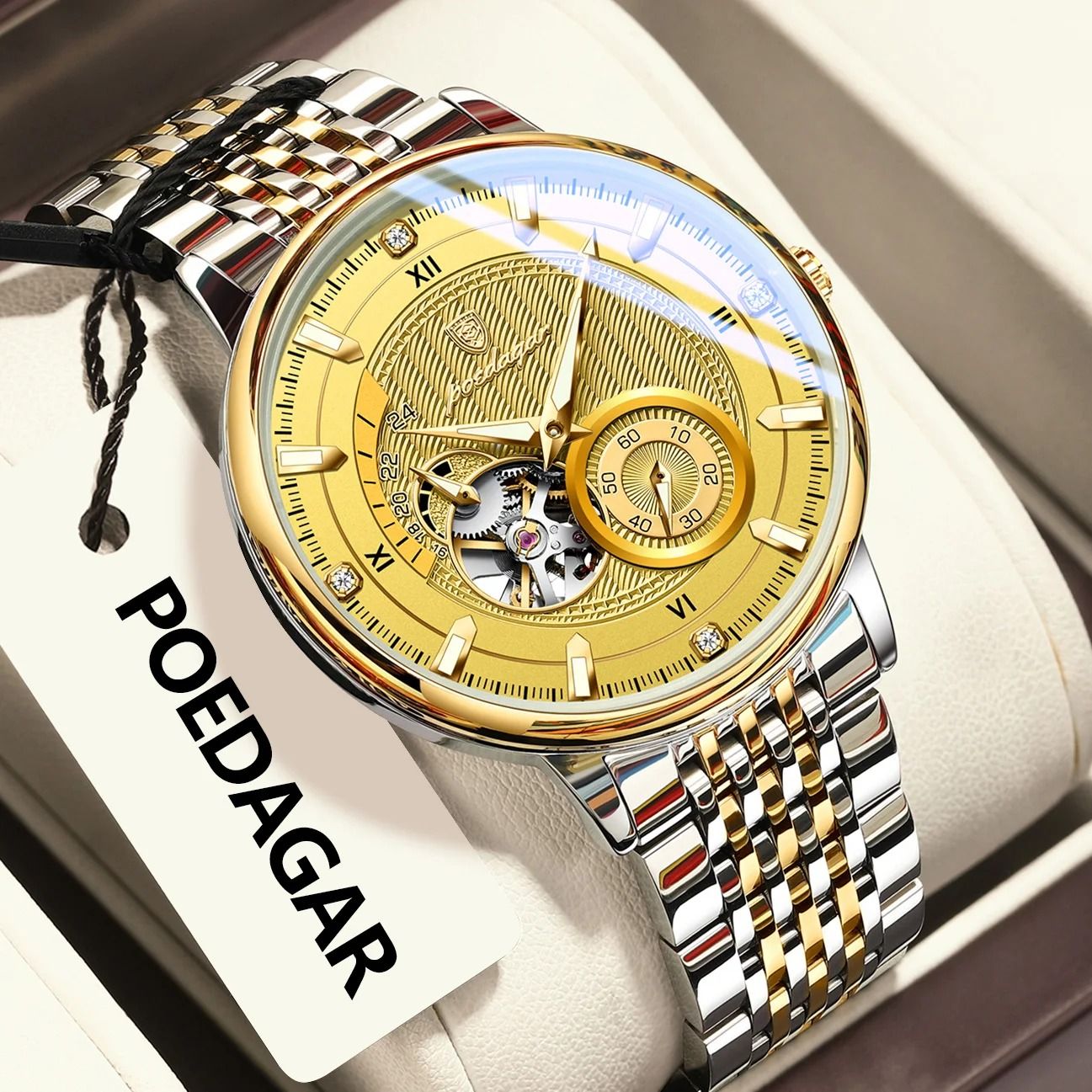 Hollow Tourbillon Mechanical Watch – Luxury Luminous Automatic Stainless Steel Timepiece