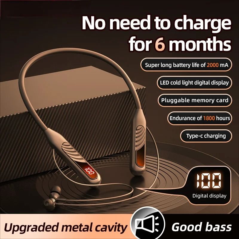 BT8 Wireless Bluetooth Earbuds with Display and Button Control for Outdoor Sports and Music