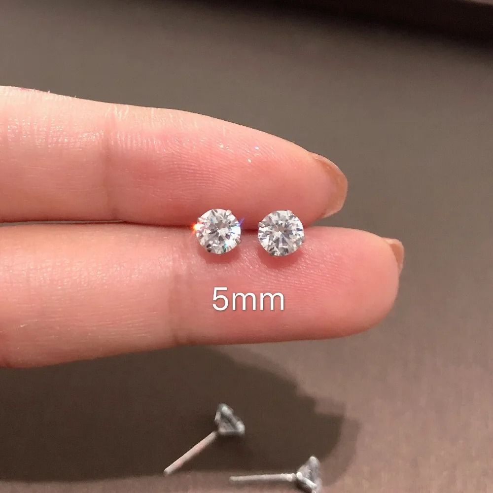 925 Sterling Silver Tiny Crystal Stud Earrings