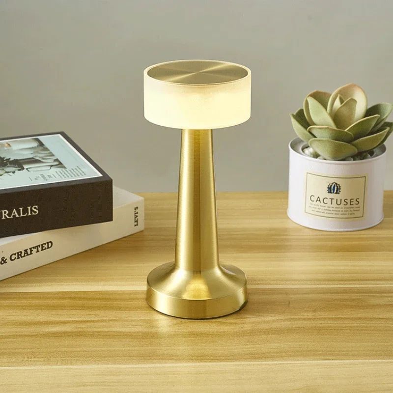 Rechargeable LED Bar Table Lamp – Gold Touch Dimmable Wireless Night Light