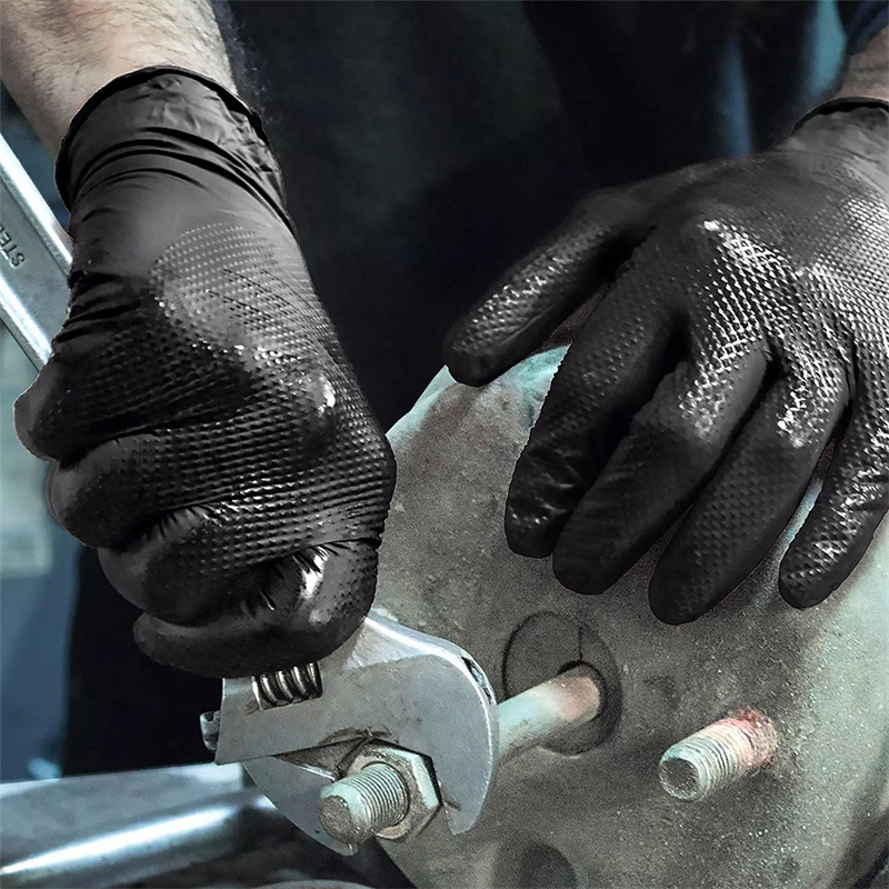 Industrial Black Nitrile Gloves Heavy Duty, Latex-Free Mechanic, Tattoo & Auto Gloves