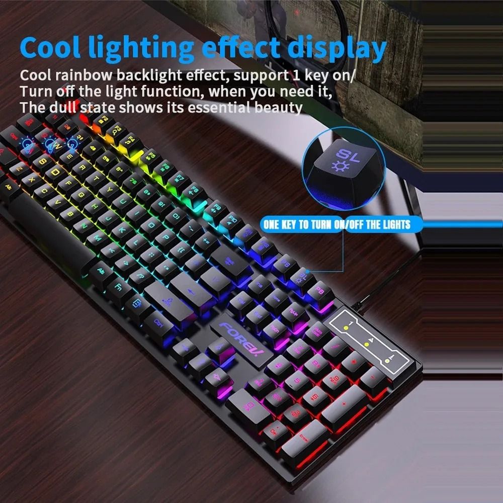RGB USB Wired 104 Key Mechanical Feel Gaming Keyboard
