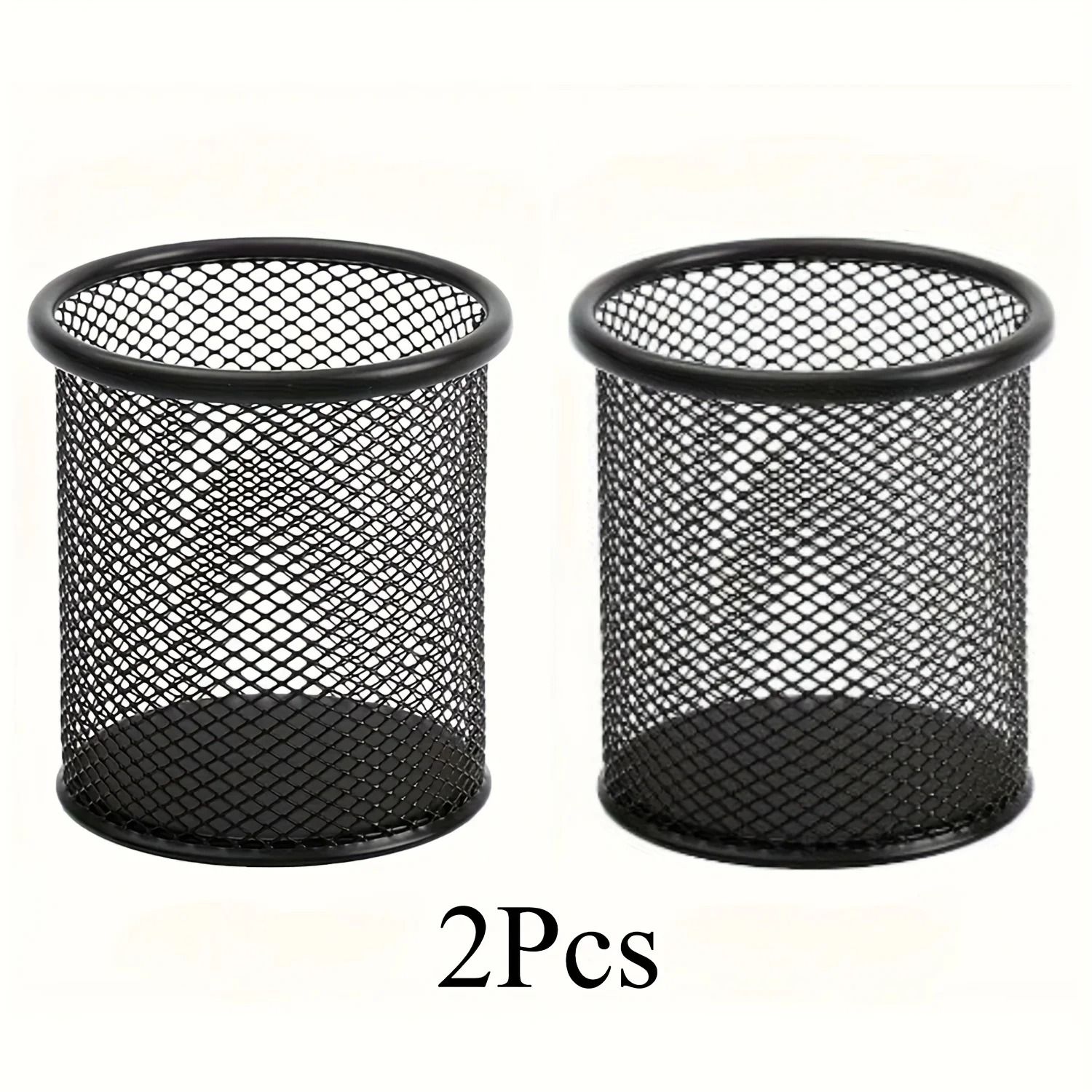 Black Mesh Desktop Pen Holder Set Wire Pencil Storage Cups