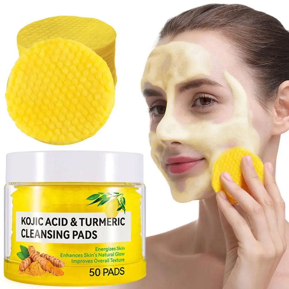 GlowClear Turmeric Kojic Acid Cleansing Pads – Exfoliating Facial Sponges for Brightening Skin