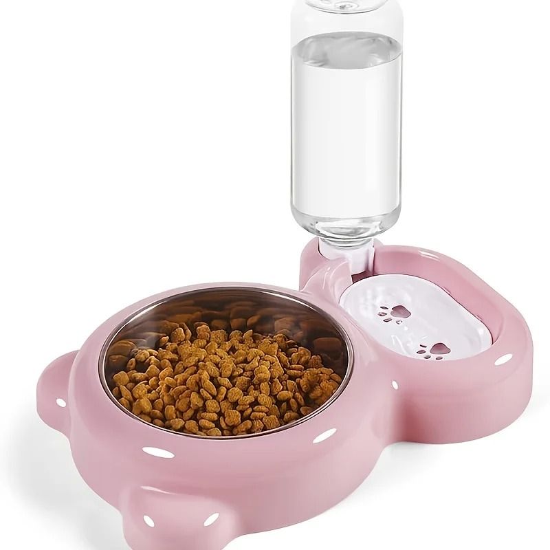 Double Cat Bowl Set with Automatic Water Dispenser