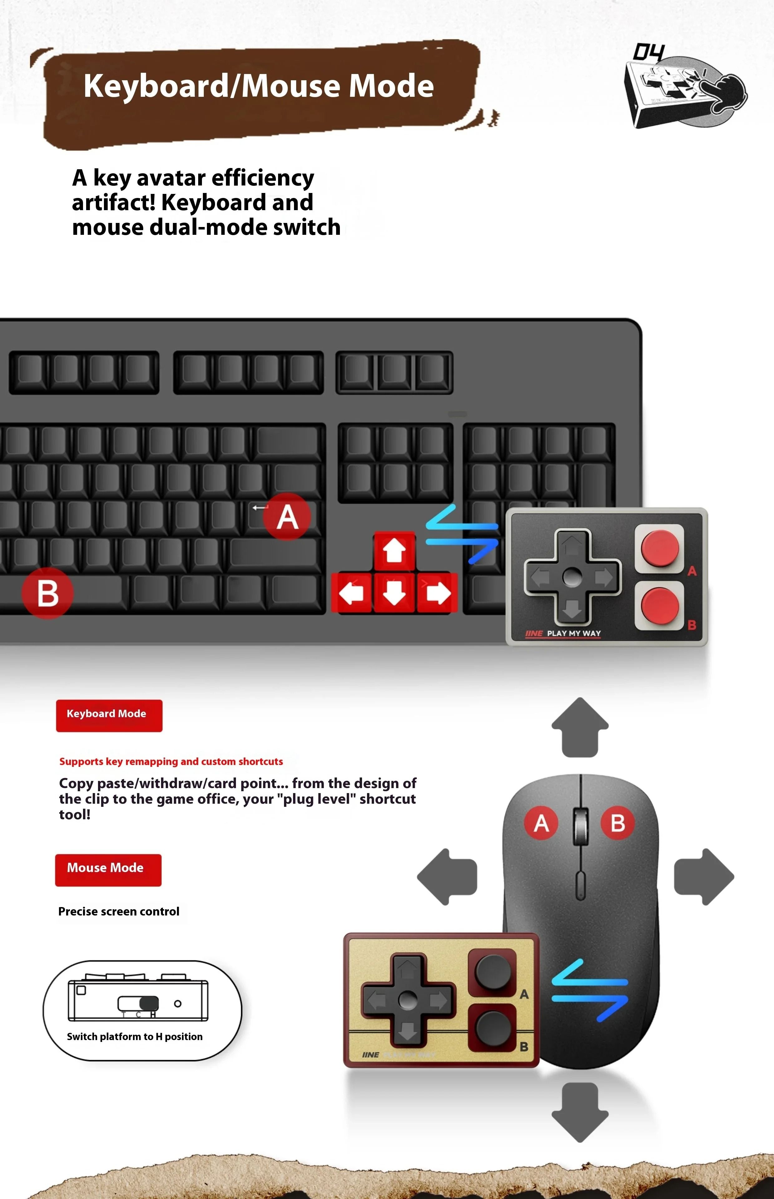 IINE Pocket Mini Bluetooth Game Controller Multi Function Joystick for Android and iPhone