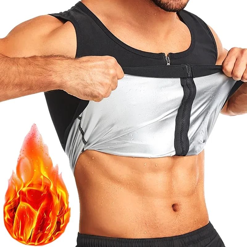 Men Slimming Sauna Vest Waist Trainer Zipper Shaper for Sweat and Fat Burning