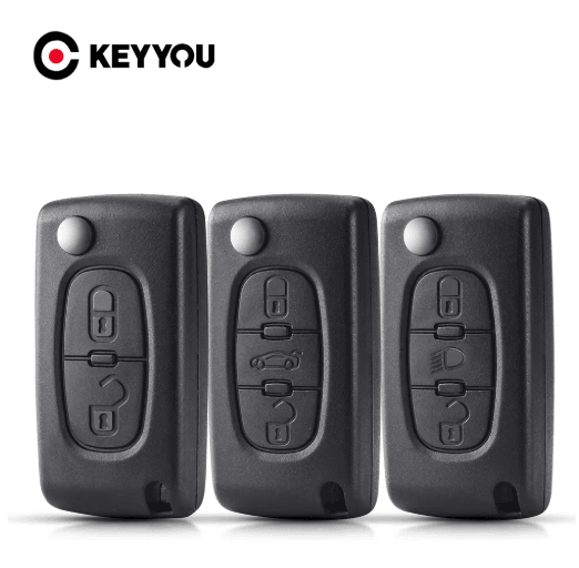 KEYYOU Flip Car Key Shell Case for Peugeot and Citroen Folding Remote Key Cover 2 to 4 Buttons