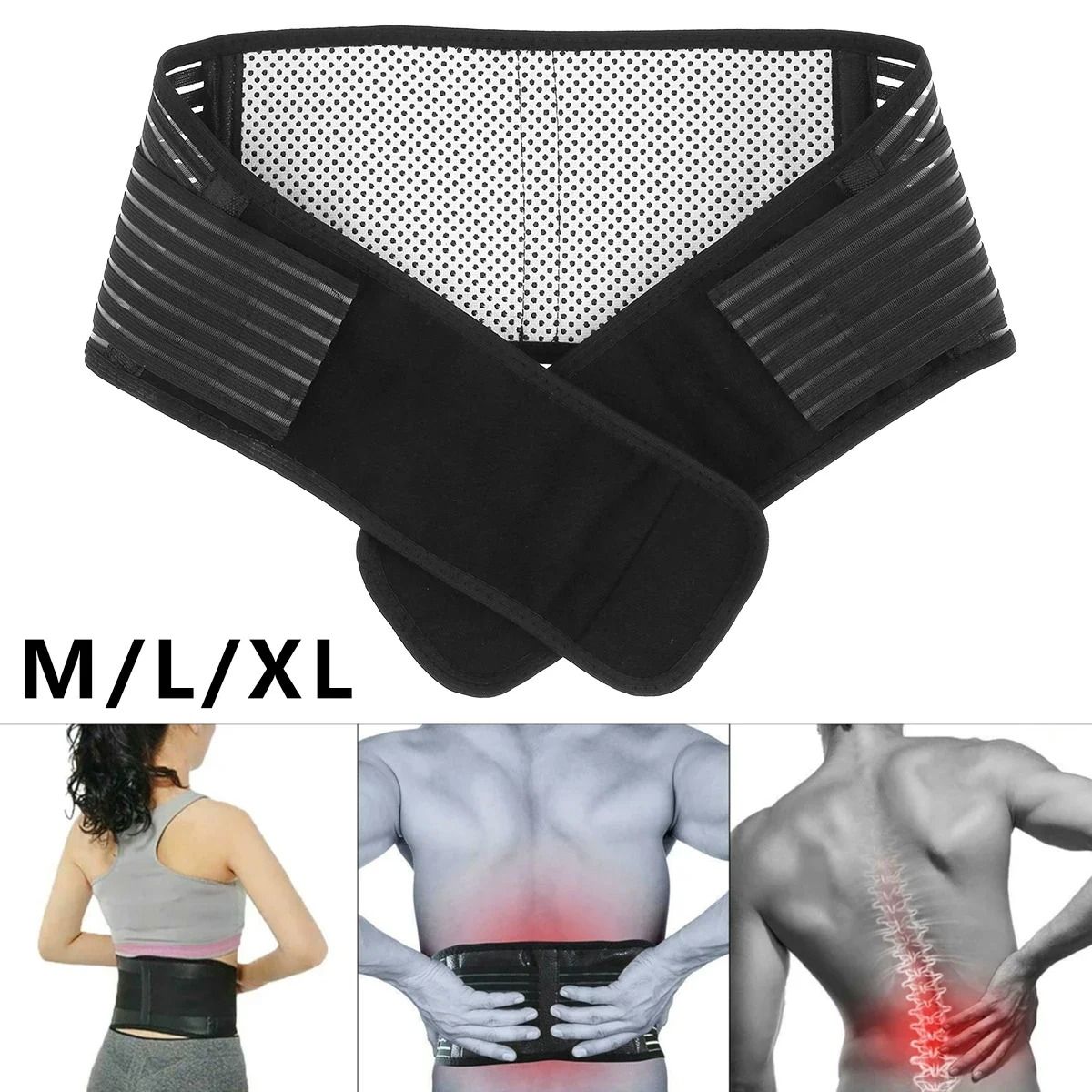 Adjustable Magnetic Back Support Belt – Breathable Self-Warming Lumbar Brace for Pain Relief and Posture Correction