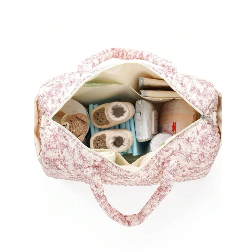 Floral Diaper Bag Tote Large Capacity Mommy Travel Bag