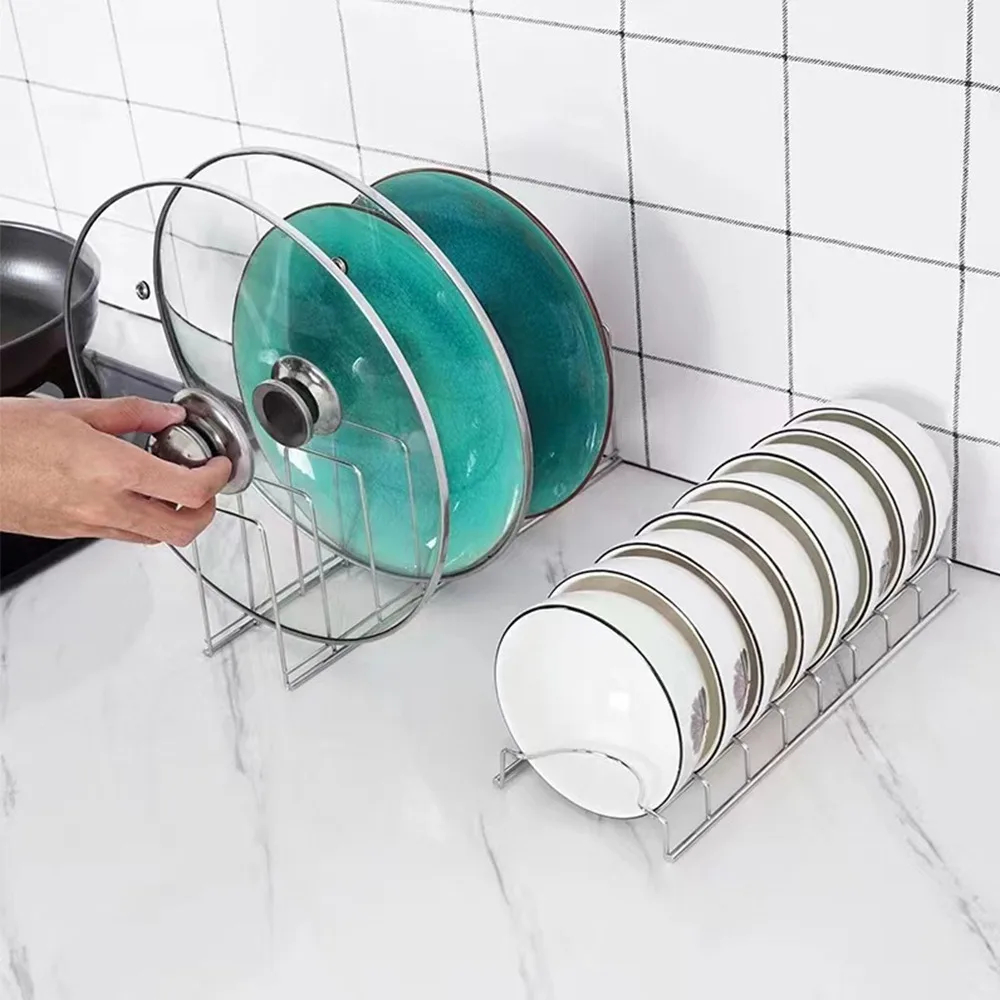 Stainless Steel Dish Draining Rack – Space-Saving Plate & Bowl Holder for Kitchen Organization