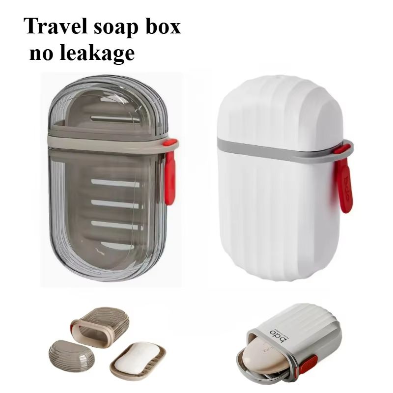 Portable Travel Soap Box with Lid and Drain Tray for Leakproof Storage