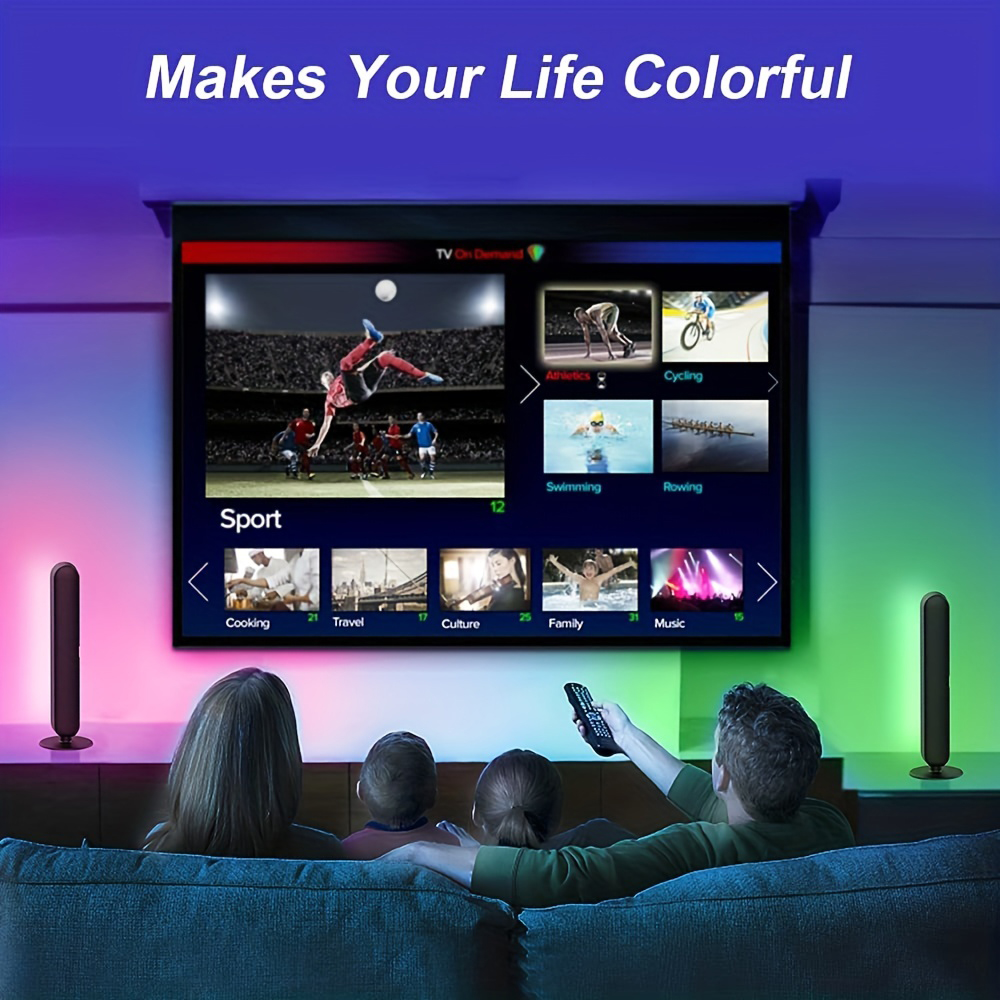 Upgraded RGB Music Rhythm Pickup Light USB Rechargeable Christmas Desktop Light Bar Desktop RGB Light Bar Music Rhythm