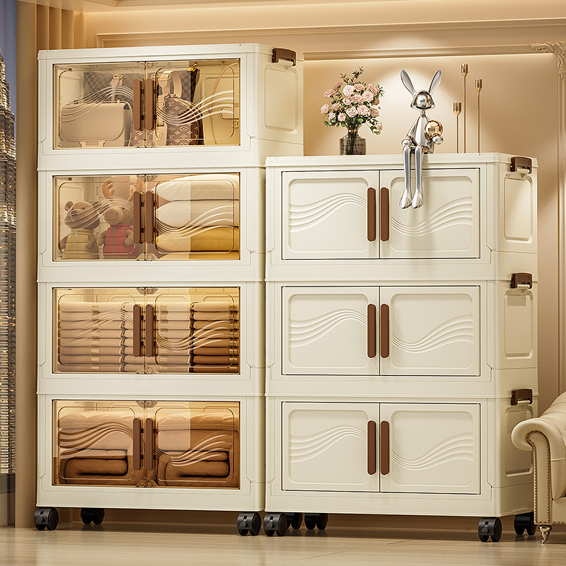 Spacious Foldable Storage Box with Clear Door, Ideal for Books and Clothes, Easy-to-Assemble and Durable