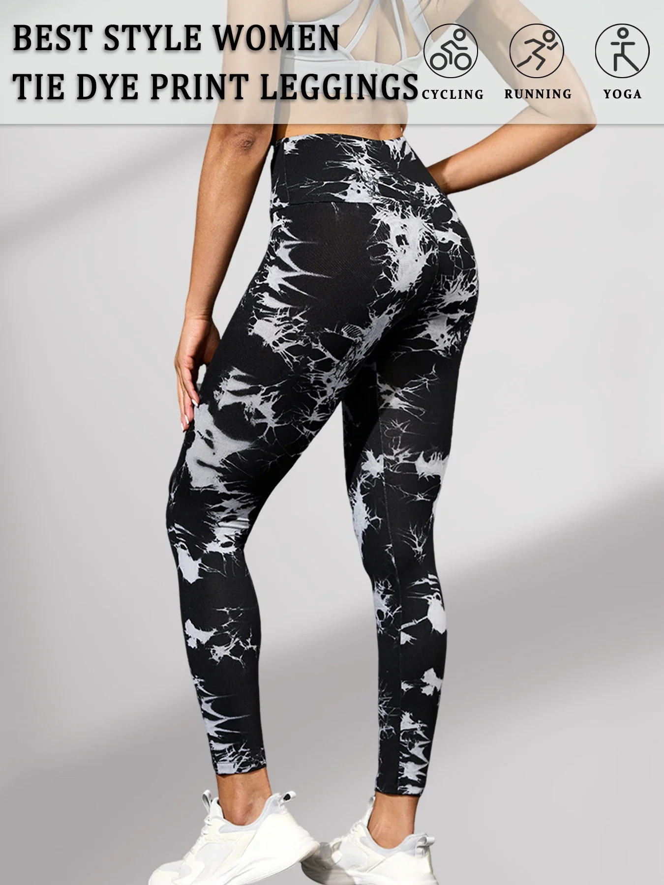 High Waisted Tie Dye Leggings for Women, Super Soft Yoga Gym Tights, No See Through Workout Push Up Fitness Leggings