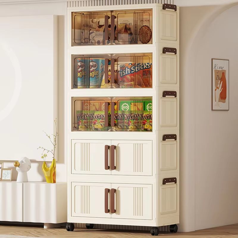 Clear Foldable 2 Door See Through Storage Cabinet Organizer 27.56in