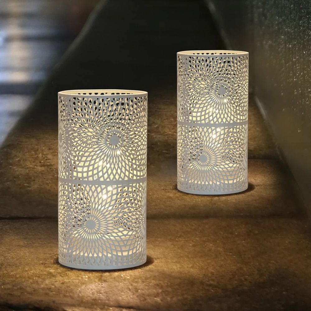 2 Pack Modern Nordic Cylinder Table Lamp Night Light Candle Holder